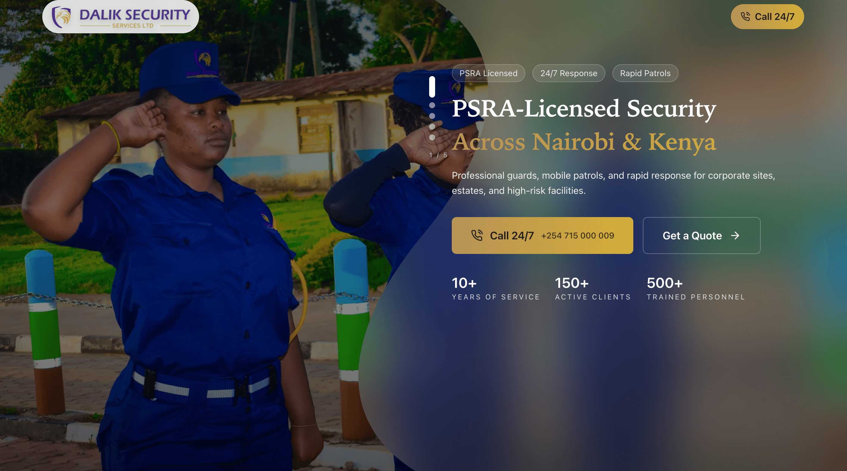 Screenshot of the Dalik Security website built by SyntaxCape