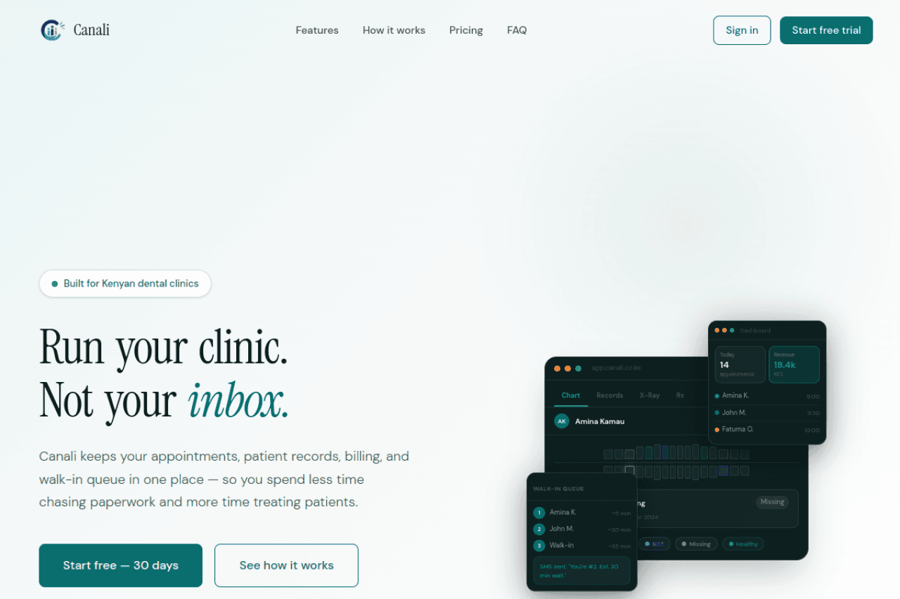 Screenshot of the Canali website built by SyntaxCape